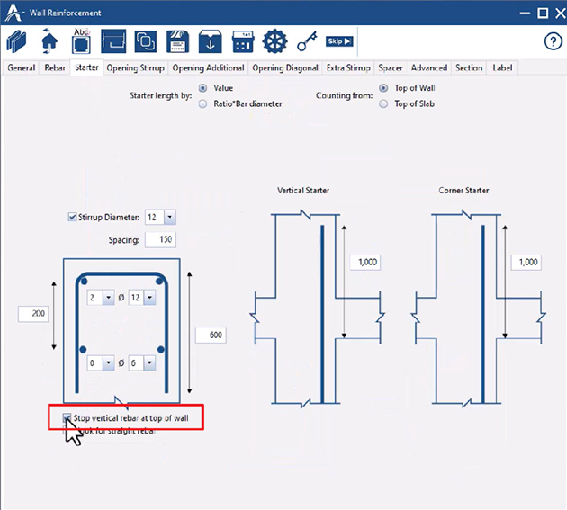 stop vertical main rebars under the slab